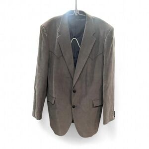 Men's vintage gray corduroy blazer jacket w suede elbow patches by Shepler L 46
